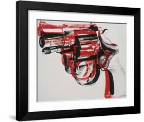 Gun, c.1981-82 (black and red on white)-Andy Warhol-Framed Giclee Print