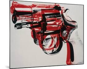 Gun, c.1981-82 (black and red on white)-Andy Warhol-Mounted Giclee Print