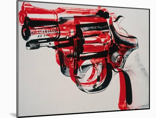 Gun, c.1981-82 (black and red on white)-Andy Warhol-Mounted Art Print