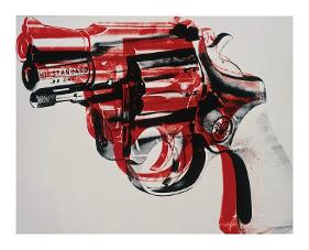 Gun, c.1981-82 (black and red on white)-Andy Warhol-Framed Giclee Print