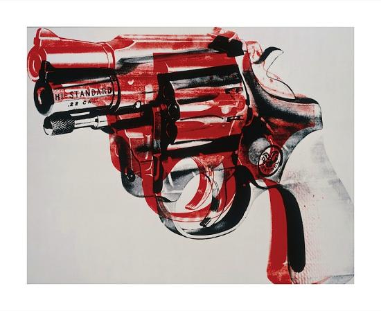 Gun, c.1981-82 (black and red on white)-Andy Warhol-Framed Giclee Print