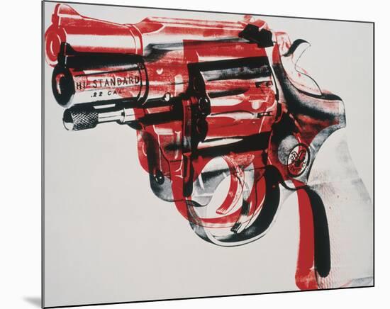 Gun, c. 1981-82 (black and red on white)-Andy Warhol-Mounted Art Print