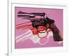 Gun, c.1981-82 (Black, White, Red on Pink)-Andy Warhol-Framed Giclee Print