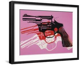 Gun, c.1981-82 (Black, White, Red on Pink)-Andy Warhol-Framed Giclee Print