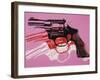 Gun, c.1981-82 (Black, White, Red on Pink)-Andy Warhol-Framed Giclee Print