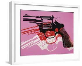 Gun, c.1981-82 (Black, White, Red on Pink)-Andy Warhol-Framed Giclee Print