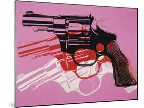 Gun, c.1981-82 (Black, White, Red on Pink)-Andy Warhol-Mounted Giclee Print