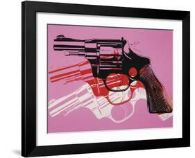 Gun, c. 1981-82 (black, white, red on pink)-Andy Warhol-Framed Art Print