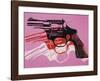 Gun, c. 1981-82 (black, white, red on pink)-Andy Warhol-Framed Art Print