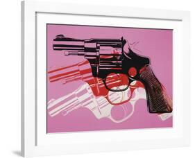 Gun, c. 1981-82 (black, white, red on pink)-Andy Warhol-Framed Art Print