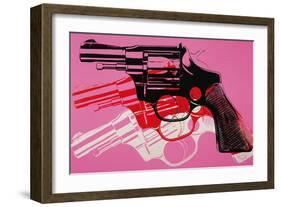 Gun, c. 1981-82 (black, white, red on pink)-Andy Warhol-Framed Art Print