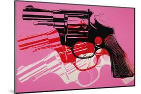 Gun, c. 1981-82 (black, white, red on pink)-Andy Warhol-Mounted Art Print