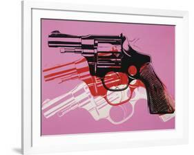 Gun, c. 1981-82 (black, white, red on pink)-Andy Warhol-Framed Art Print