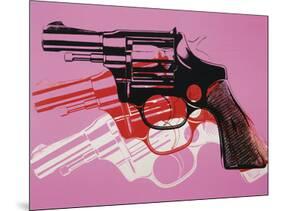 Gun, c. 1981-82 (black, white, red on pink)-Andy Warhol-Mounted Art Print