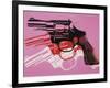 Gun, c. 1981-82 (black, white, red on pink)-Andy Warhol-Framed Art Print