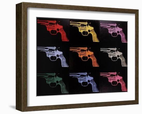 Gun, c.1982 (many/rainbow)-Andy Warhol-Framed Giclee Print