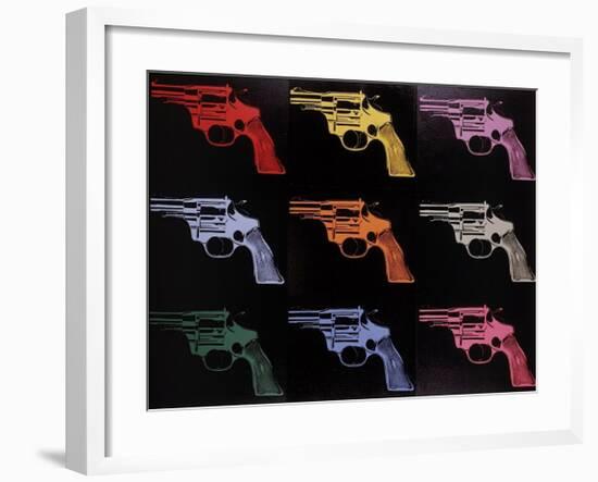 Gun, c.1982 (many/rainbow)-Andy Warhol-Framed Giclee Print