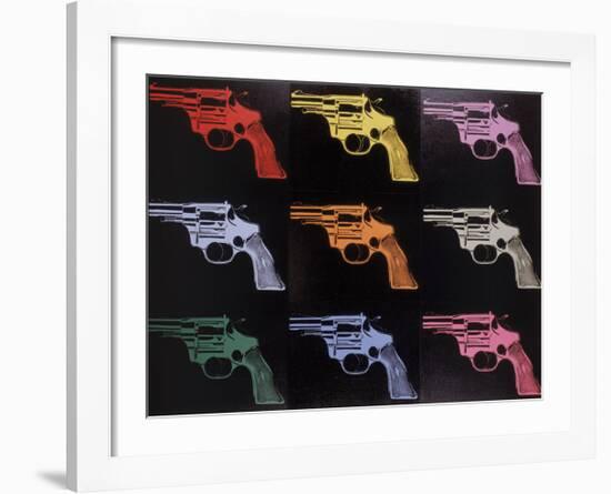 Gun, c.1982 (many/rainbow)-Andy Warhol-Framed Giclee Print