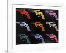 Gun, c.1982 (many/rainbow)-Andy Warhol-Framed Giclee Print