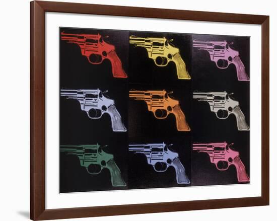 Gun, c. 1982 (many/rainbow)-Andy Warhol-Framed Art Print