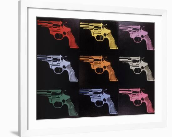 Gun, c. 1982 (many/rainbow)-Andy Warhol-Framed Art Print