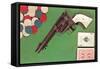 Gun, Cards and Chips-null-Framed Stretched Canvas