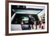 Gun dogs in the back of 4x4 on a shoot in Wiltshire, England-John Alexander-Framed Photographic Print