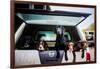 Gun dogs in the back of 4x4 on a shoot in Wiltshire, England-John Alexander-Framed Photographic Print