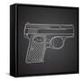 Gun Doodle on Black Background-Alisa Foytik-Framed Stretched Canvas