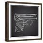 Gun Doodle on Black Background-Alisa Foytik-Framed Art Print