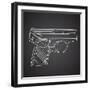 Gun Doodle on Black Background-Alisa Foytik-Framed Art Print