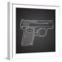 Gun Doodle on Black Background-Alisa Foytik-Framed Art Print