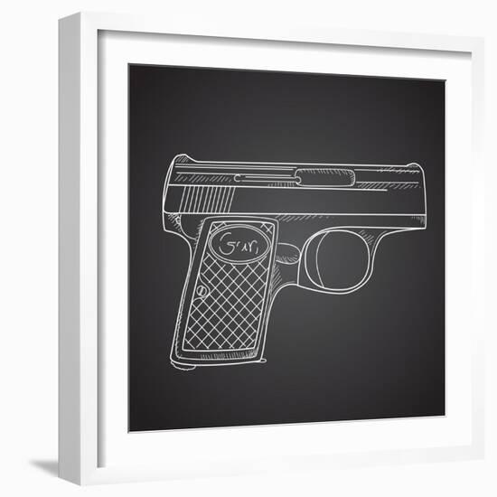 Gun Doodle on Black Background-Alisa Foytik-Framed Art Print