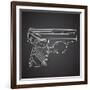 Gun Doodle on Black Background-Alisa Foytik-Framed Art Print