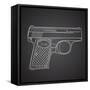 Gun Doodle on Black Background-Alisa Foytik-Framed Stretched Canvas