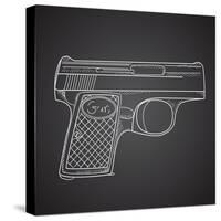 Gun Doodle on Black Background-Alisa Foytik-Stretched Canvas