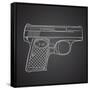 Gun Doodle on Black Background-Alisa Foytik-Framed Stretched Canvas