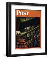 "Gun Factory," Saturday Evening Post Cover, November 18, 1944-Robert Riggs-Framed Premium Giclee Print