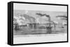 Gunboats Shell Island #10 on the Mississippi-Frank Leslie-Framed Stretched Canvas