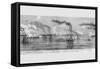Gunboats Shell Island #10 on the Mississippi-Frank Leslie-Framed Stretched Canvas