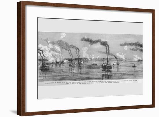 Gunboats Shell Island #10 on the Mississippi-Frank Leslie-Framed Art Print