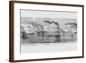 Gunboats Shell Island #10 on the Mississippi-Frank Leslie-Framed Art Print