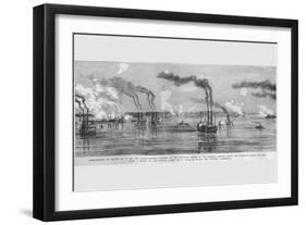 Gunboats Shell Island #10 on the Mississippi-Frank Leslie-Framed Art Print