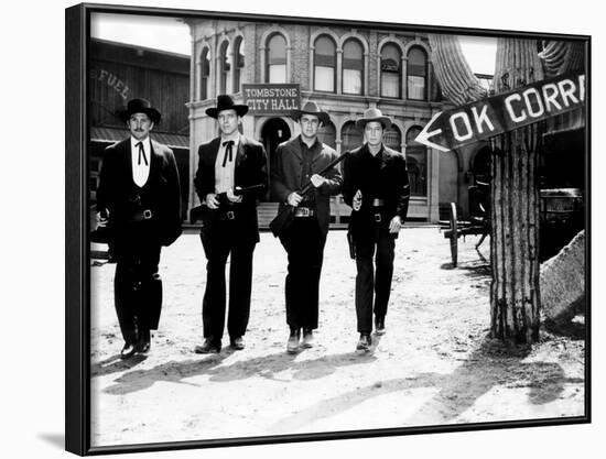 Gunfight at the O.K. Corral, Kirk Douglas, Burt Lancaster, John Hudson, Deforest Kelley, 1957-null-Framed Photo