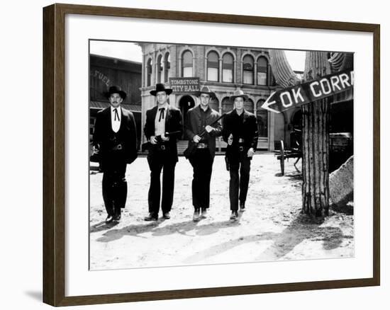 Gunfight at the O.K. Corral, Kirk Douglas, Burt Lancaster, John Hudson, Deforest Kelley, 1957-null-Framed Photo