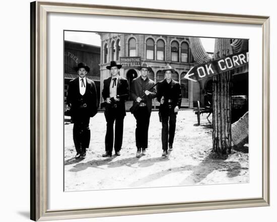 Gunfight at the O.K. Corral, Kirk Douglas, Burt Lancaster, John Hudson, Deforest Kelley, 1957-null-Framed Photo