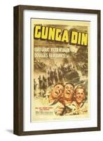 Gunga Din, Cary Grant, Victor McLaglen, Douglas Fairbanks Jr., 1939, poster art-null-Framed Art Print