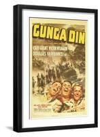 Gunga Din, Cary Grant, Victor McLaglen, Douglas Fairbanks Jr., 1939, poster art-null-Framed Art Print