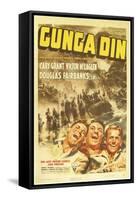 Gunga Din, Cary Grant, Victor McLaglen, Douglas Fairbanks Jr., 1939, poster art-null-Framed Stretched Canvas