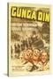 Gunga Din, Cary Grant, Victor McLaglen, Douglas Fairbanks Jr., 1939, poster art-null-Stretched Canvas